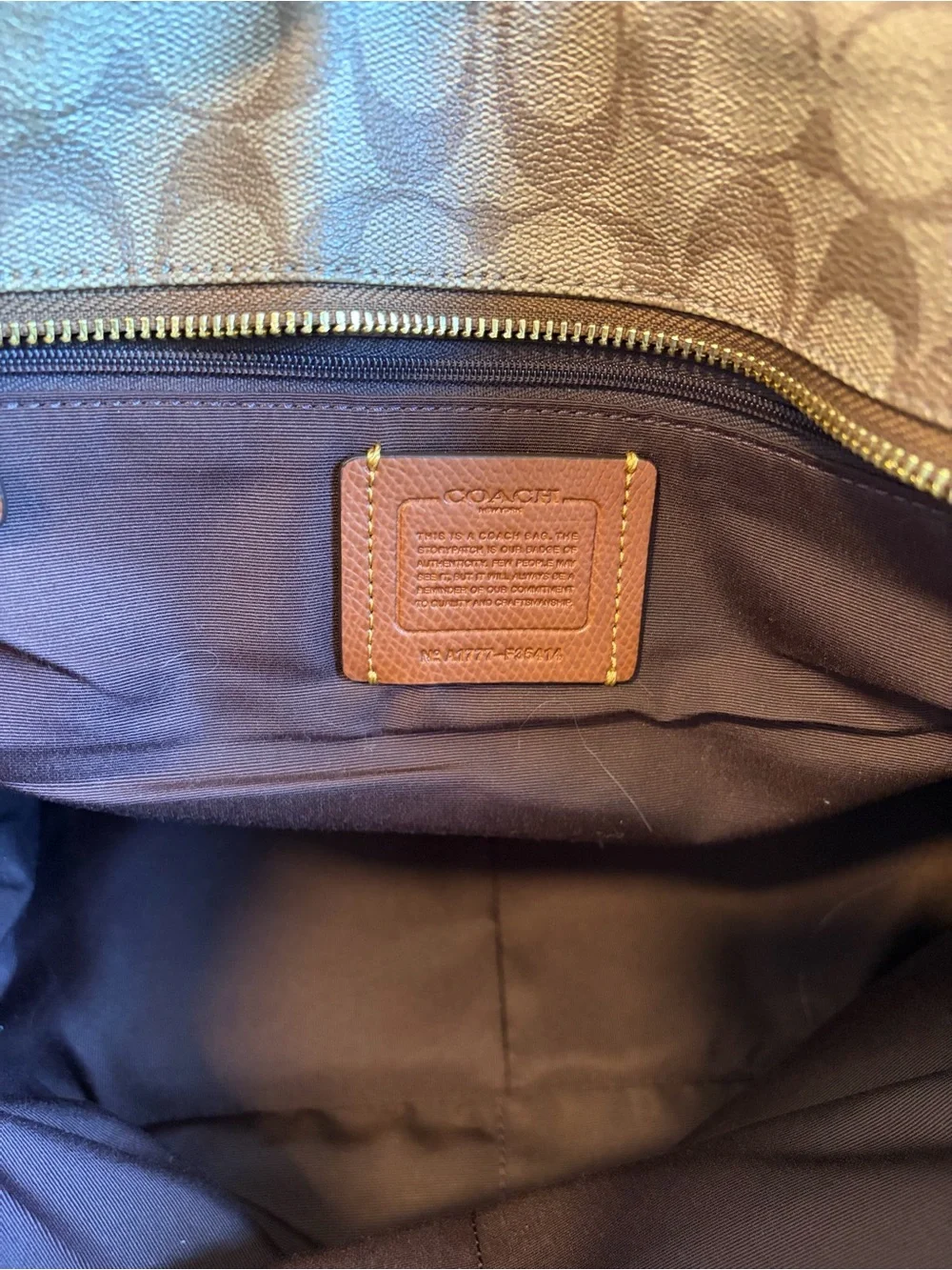 Coach Monogram Canvas Tote in Brown with Leather Trim